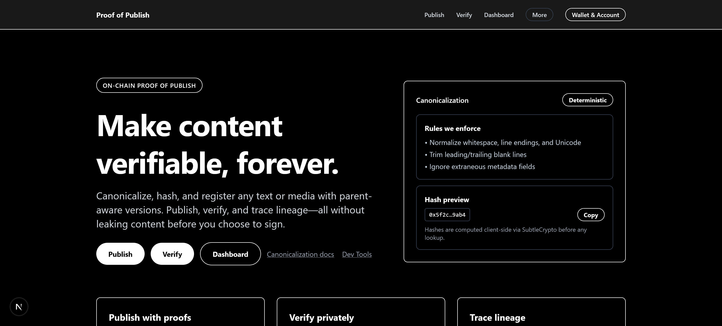 Proof-of-Publish Timestamping Portal